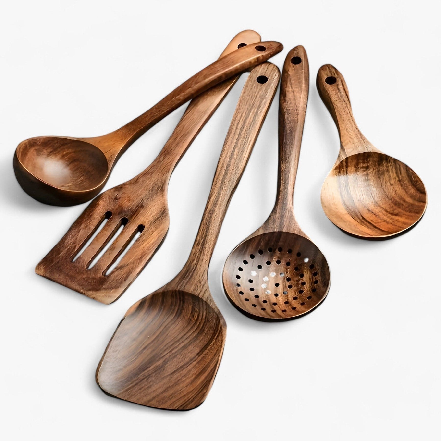 EcoWood 11-delt holdbart køkkenredskabssæt i træ - miljøvenligt, stilfuldt, hjem, madlavning, naturligt, multifunktionelt Wooden Kitchen Set Danmarkmode.dk