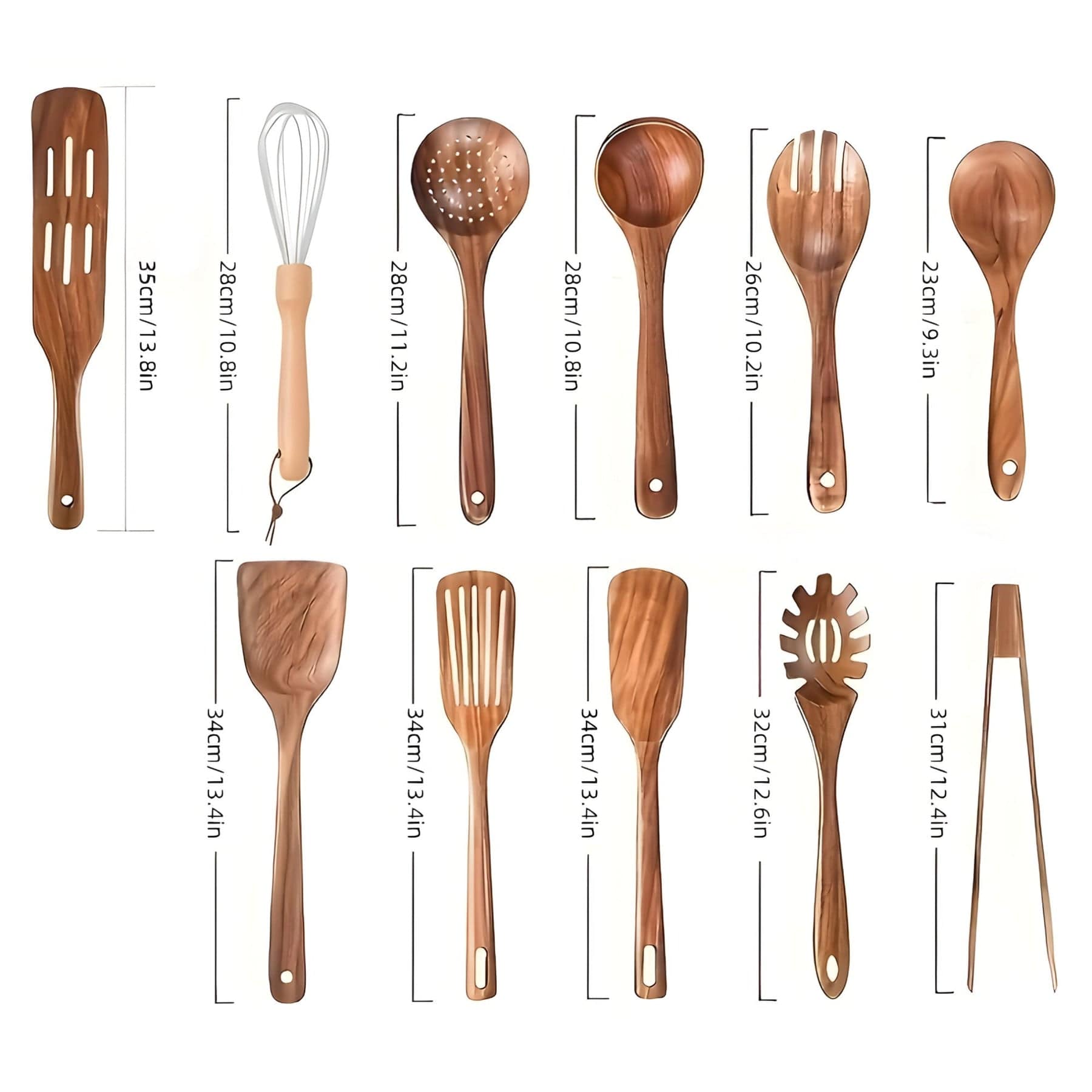 EcoWood 11-delt holdbart køkkenredskabssæt i træ - miljøvenligt, stilfuldt, hjem, madlavning, naturligt, multifunktionelt Wooden Kitchen Set Danmarkmode.dk