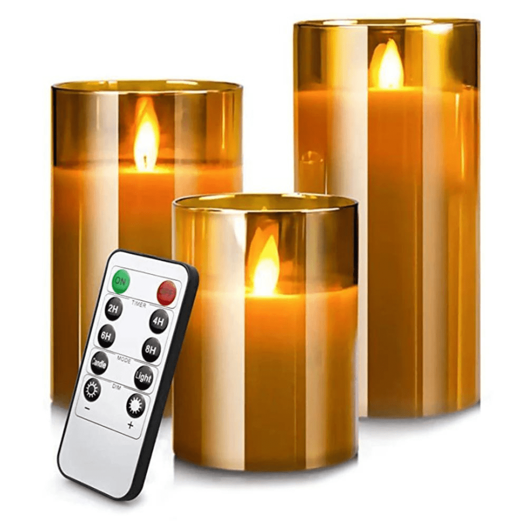 Elektriske Stearinlys | 3 Justerbare LED Lys | Hvit, Dekorativ, Batteridrevet | Sikker for Barn og Dyr Flameless Candles Danmarkmode.dk