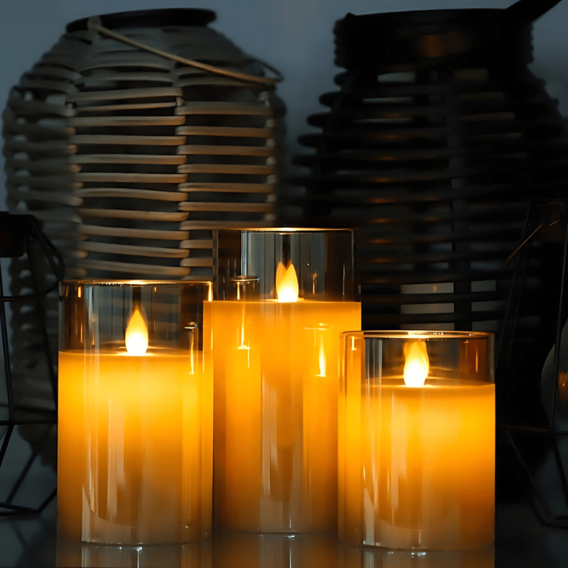 Elektriske Stearinlys | 3 Justerbare LED Lys | Hvit, Dekorativ, Batteridrevet | Sikker for Barn og Dyr Flameless Candles Danmarkmode.dk