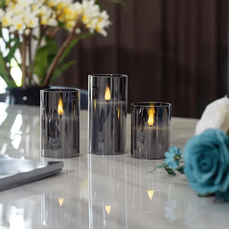 Elektriske Stearinlys | 3 Justerbare LED Lys | Hvit, Dekorativ, Batteridrevet | Sikker for Barn og Dyr Flameless Candles Danmarkmode.dk