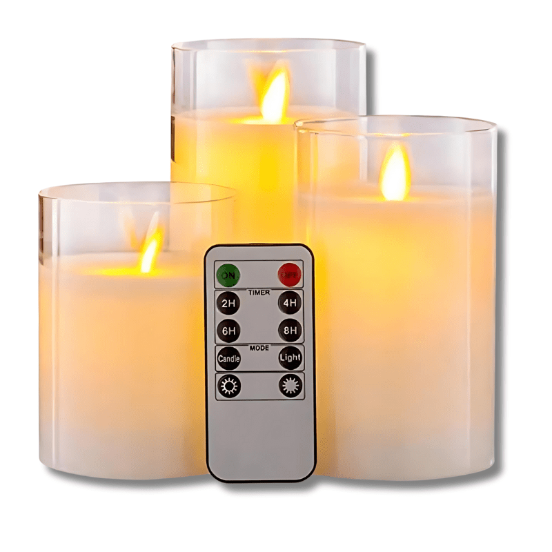 Elektriske Stearinlys | 3 Justerbare LED Lys | Hvit, Dekorativ, Batteridrevet | Sikker for Barn og Dyr Flameless Candles Danmarkmode.dk