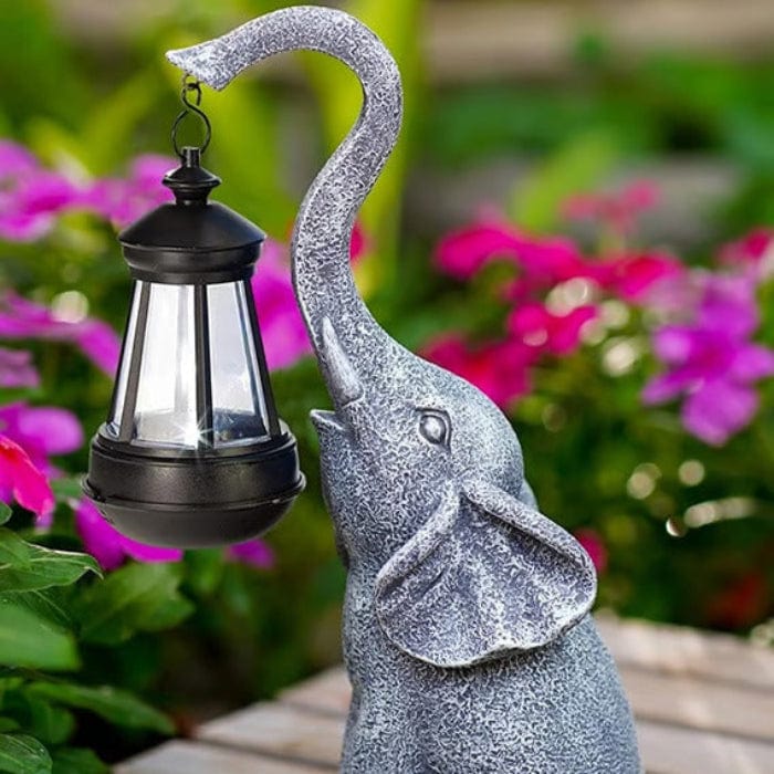 Elephant Statue mit Lanterne Solcellelamper - Figurer til Haven - Ornamenter - Gaver til Kvinder Garden Sculptures Danmarkmode.dk