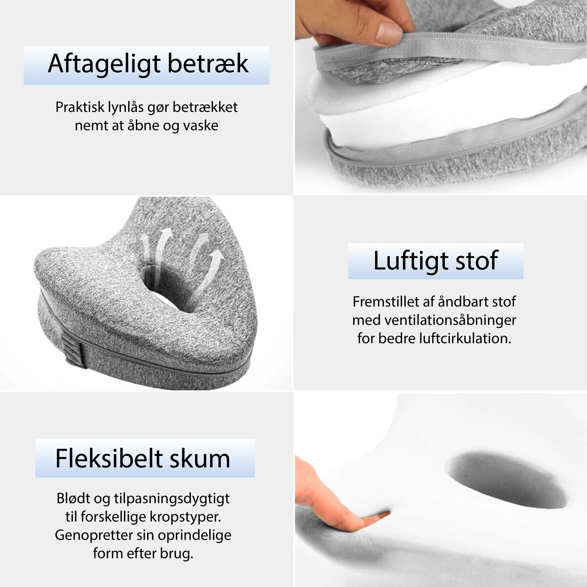 Ergonomisk Knæpude - Ortopædisk Benpude - Pude Til Sidesøvn - Vaskbart Betræk Back & Lumbar Support Cushions Danmarkmode.dk