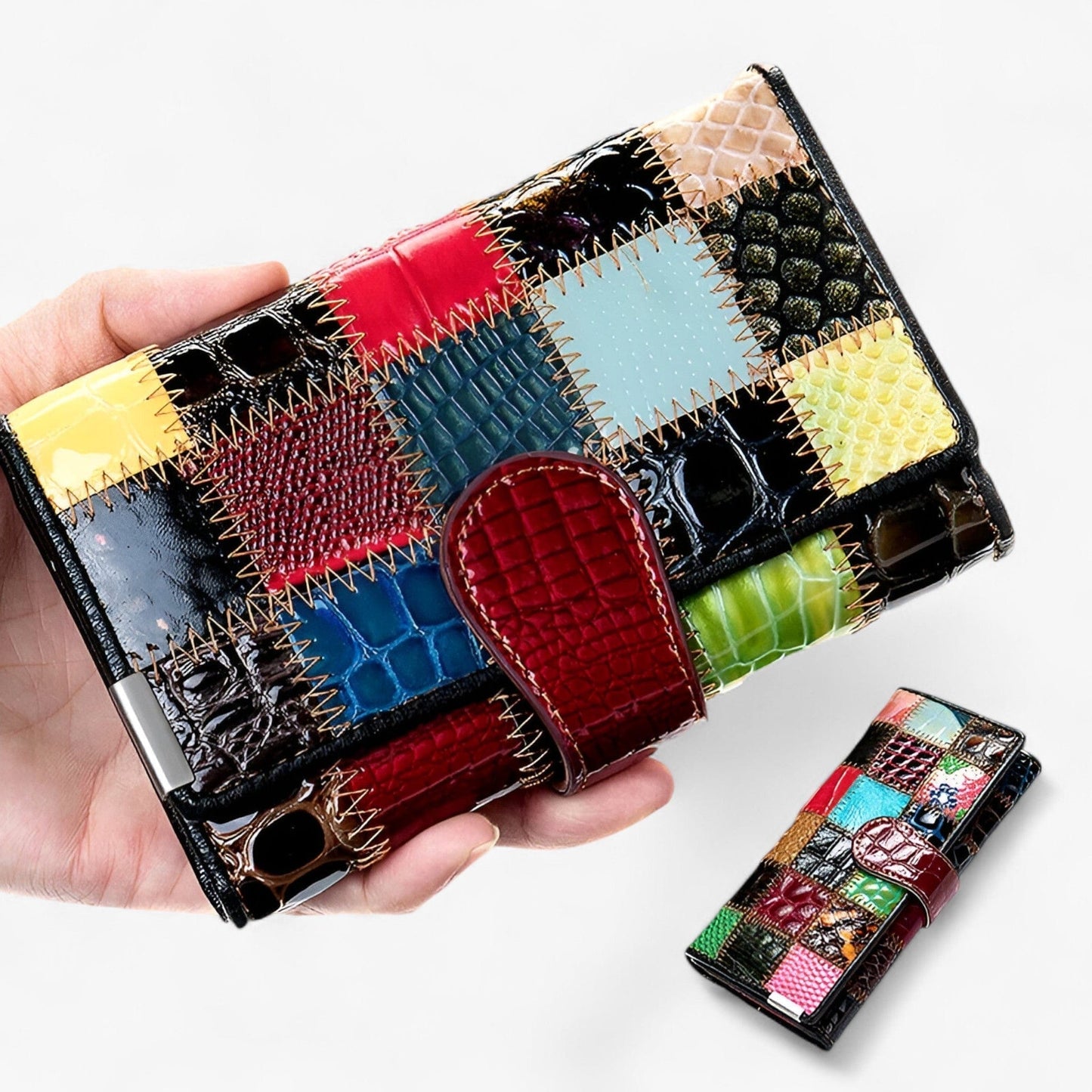 Faelira - Læder-pung til kvinder med patchwork-design Danmarkmode