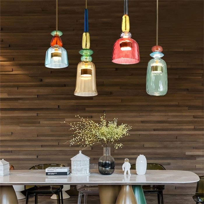 Farverig Frostet Glas Hængende Lampe - Pendel Lampe - Farvet Glas - Moderne Ceiling Light Fixtures Danmarkmode.dk