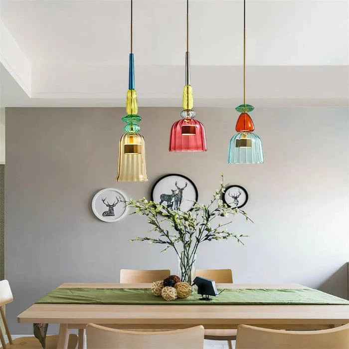 Farverig Frostet Glas Hængende Lampe - Pendel Lampe - Farvet Glas - Moderne Ceiling Light Fixtures Danmarkmode.dk