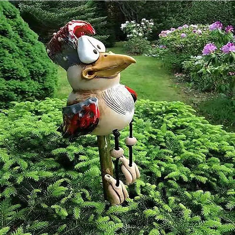 Fjollede Kyllinger Ornamenter - Haveindretning - Resin - Sjove Figurer Garden Sculptures Danmarkmode.dk