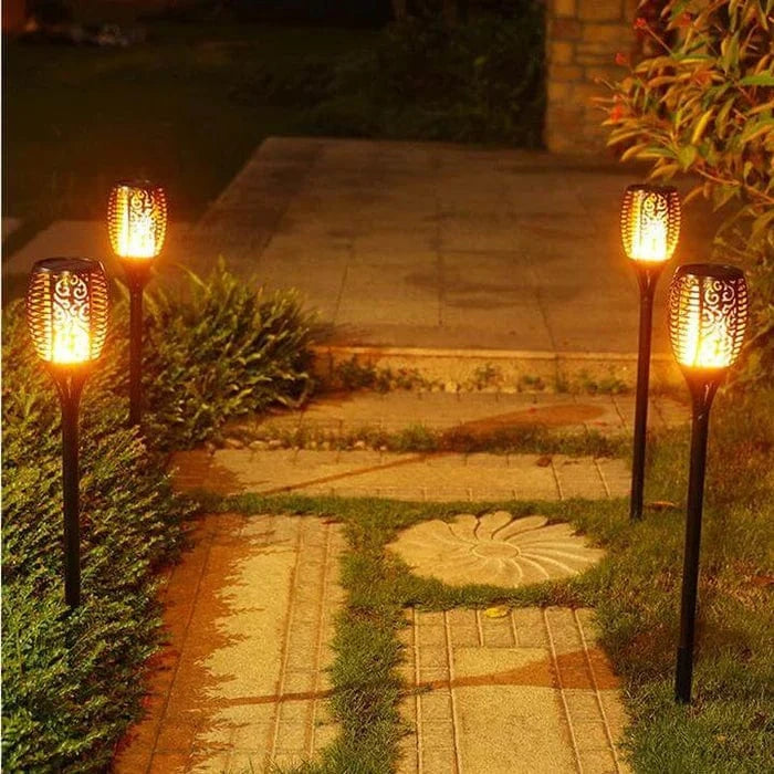 Flamme Flakkende Udendørs Havelamper - Vandtæt - Solenergi - Fakkel Pathway Lighting Danmarkmode.dk
