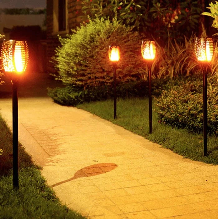Flamme Flakkende Udendørs Havelamper - Vandtæt - Solenergi - Fakkel Pathway Lighting Danmarkmode.dk
