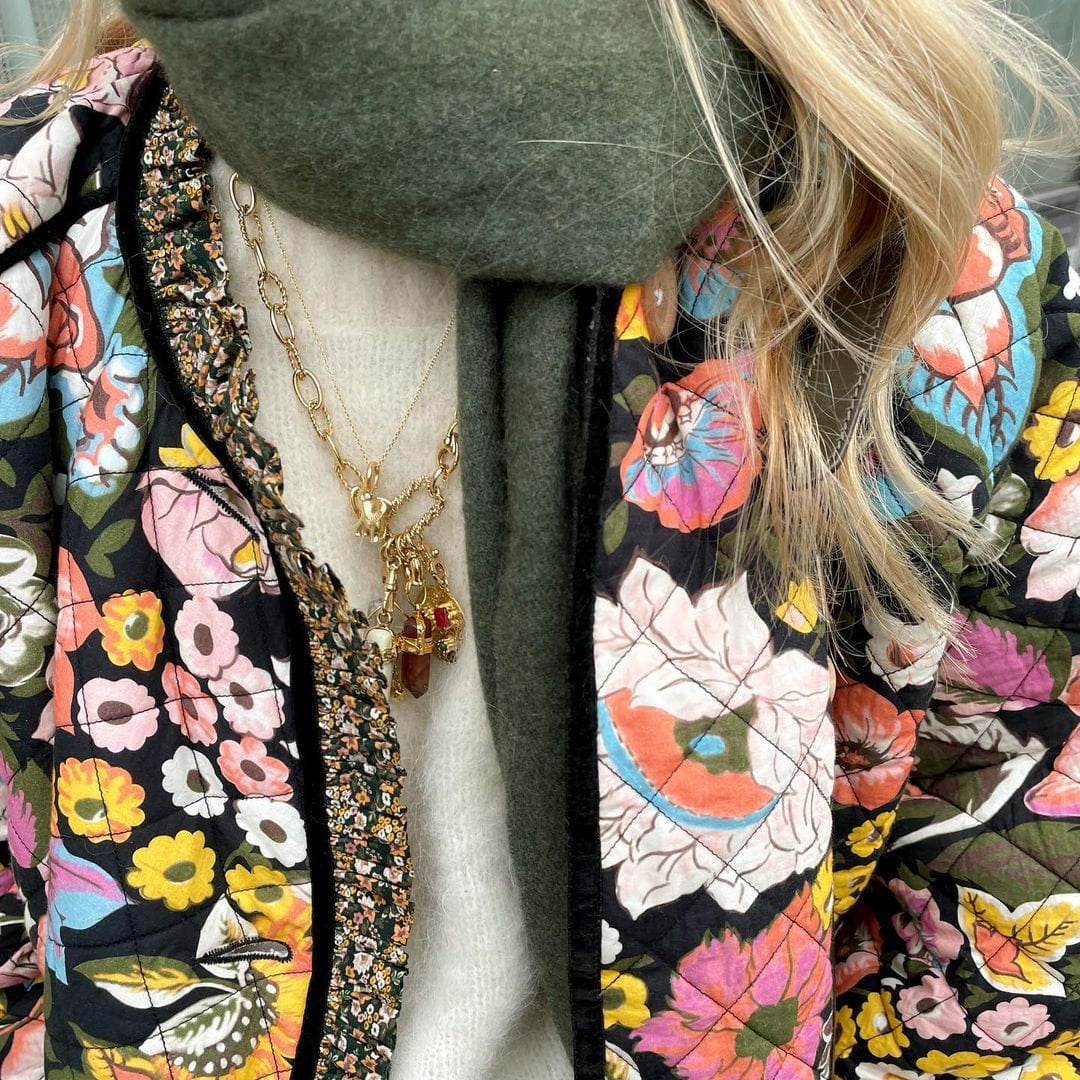 Fleece-Foret Blomstret Oversize Jakke Til Dame Jackets Danmarkmode.dk