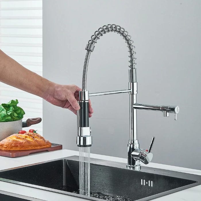 Fleksibel Blandingsbatteri Køkken - Rustfrit Stål - 360 Graders - Dobbeltgreb Kitchen Sink Faucets Danmarkmode.dk