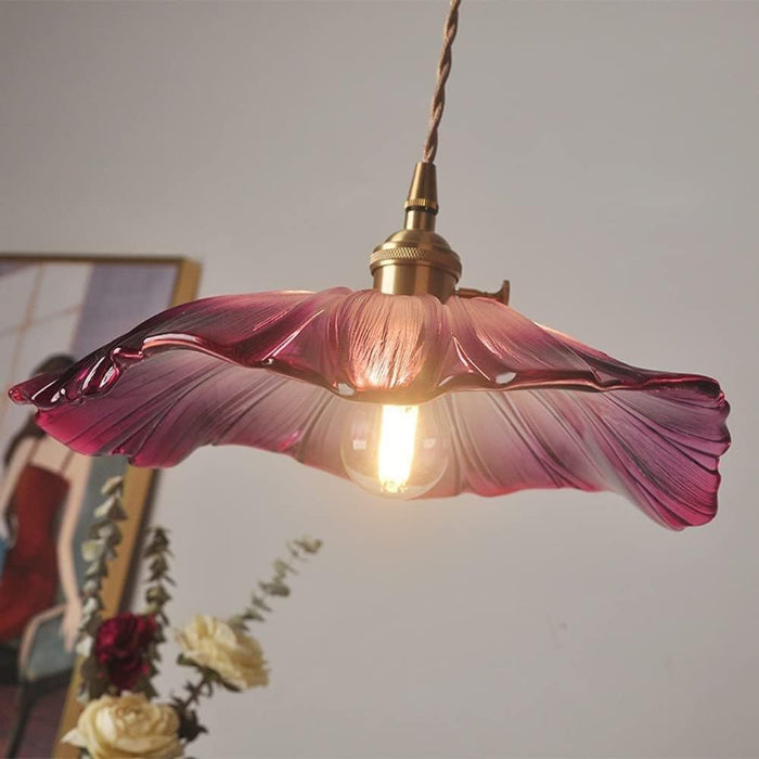 Frostet Lotus Glas Lysekrone - Pendel Lampe - Lysarmaturer Led - Blomst Ceiling Light Fixtures Danmarkmode.dk