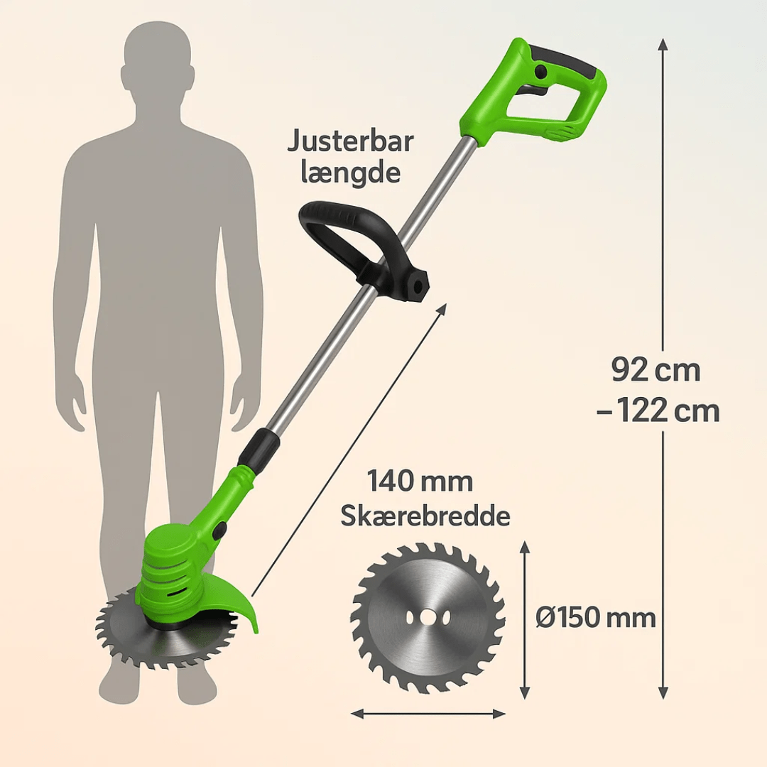 GeartTech – Batteridrevet græstrimmer – 24V 3,0Ah – Justerbar 92–122 cm Hjem & Have > Have > Havemaskiner > Græstrimmer Danmarkmode