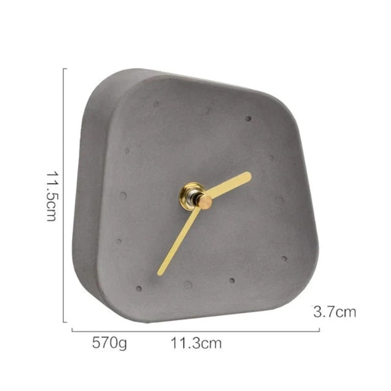 Geometrisk Formet Ikke-tikkende Cement Bordur - Værelsesindretning - Guld - Analog Desk Clocks Danmarkmode.dk
