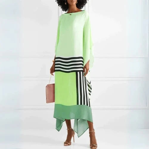 Geometrisk Mønster Kaftan Kjole Dame - Silke - Rund Hals - Sommerkjole Dresses Danmarkmode.dk