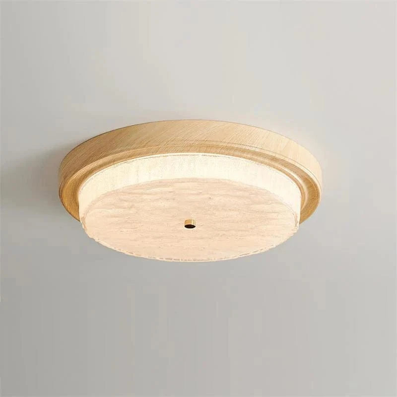 Glasskærm Træ Loftlampe - Led - Rund - Varmt Lys Ceiling Light Fixtures Danmarkmode.dk