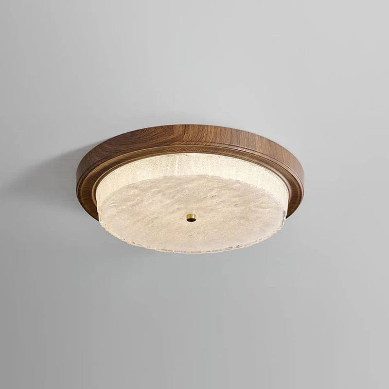 Glasskærm Træ Loftlampe - Led - Rund - Varmt Lys Ceiling Light Fixtures Danmarkmode.dk