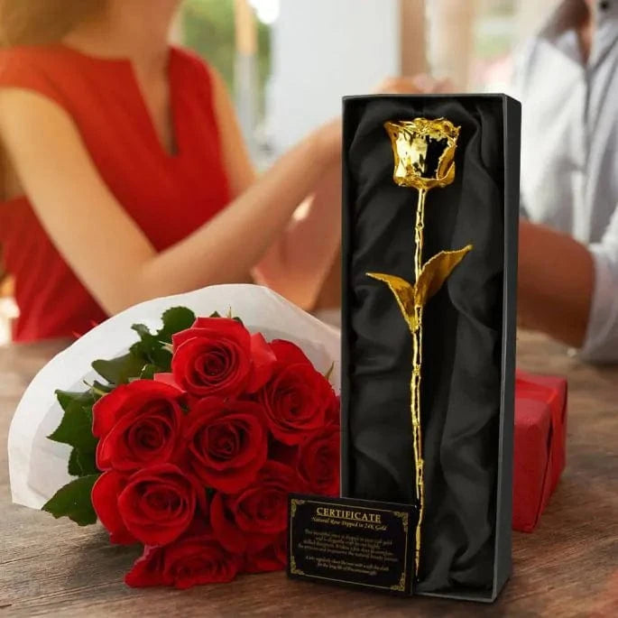 GoldBloom – 24K Guldbelagt ægte Rose – Tidløst Symbol På Kærlighed Artificial Flowering Plants Danmarkmode
