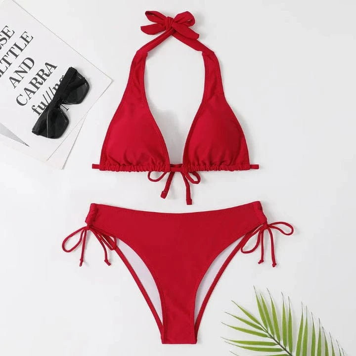 Halterneck Top Vatteret Badedragt - Bikinisæt - Trekant - 2 Delt Sæt Bikinis Danmarkmode.dk