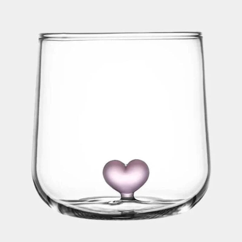 Håndblæst 3D-hjerte Bund Cocktailglas - Klar - Vinglas - 300 ml Cocktail Glasses Danmarkmode.dk