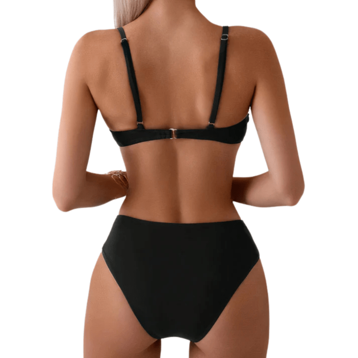 Højtaljet Todelt Badedragt - Rynket - Spaghettistropper - Badetøj Bikinis Danmarkmode.dk