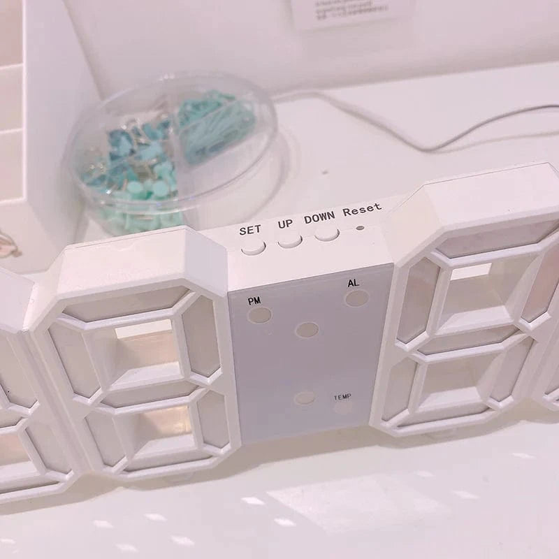 Hvid 3D LED Digitalt Vækkeur - ABS - Værelsesindretning Alarm Clocks Danmarkmode.dk