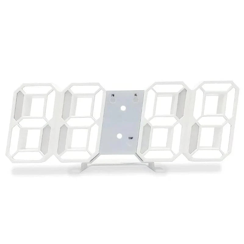 Hvid 3D LED Digitalt Vækkeur - ABS - Værelsesindretning Alarm Clocks Danmarkmode.dk