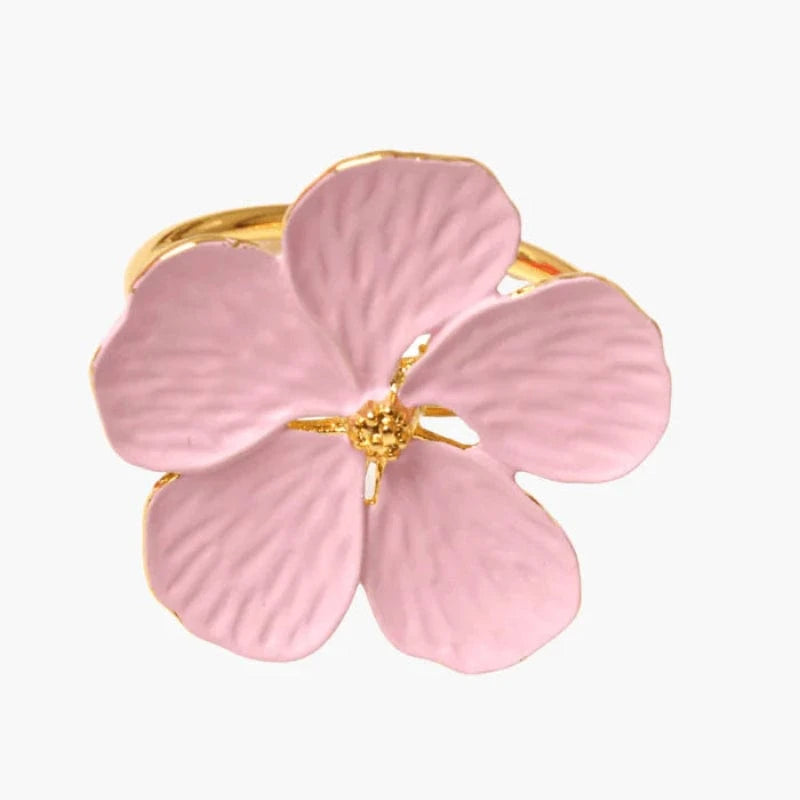 Hvid Blomst Metal Servietringe Sæt - Plum Blossom - Guld - 6 stk. Napkin Rings Danmarkmode.dk