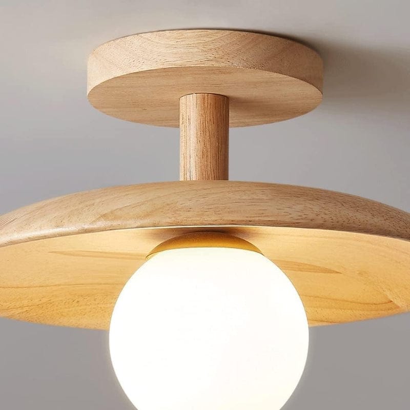 Hvidt Glas Sfære Træ Loftslampe - G9 Pære - Indendørs - Boligindretning Ceiling Light Fixtures Danmarkmode.dk