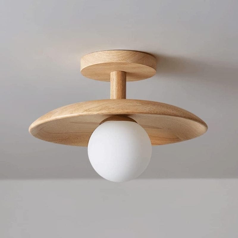 Hvidt Glas Sfære Træ Loftslampe - G9 Pære - Indendørs - Boligindretning Ceiling Light Fixtures Danmarkmode.dk