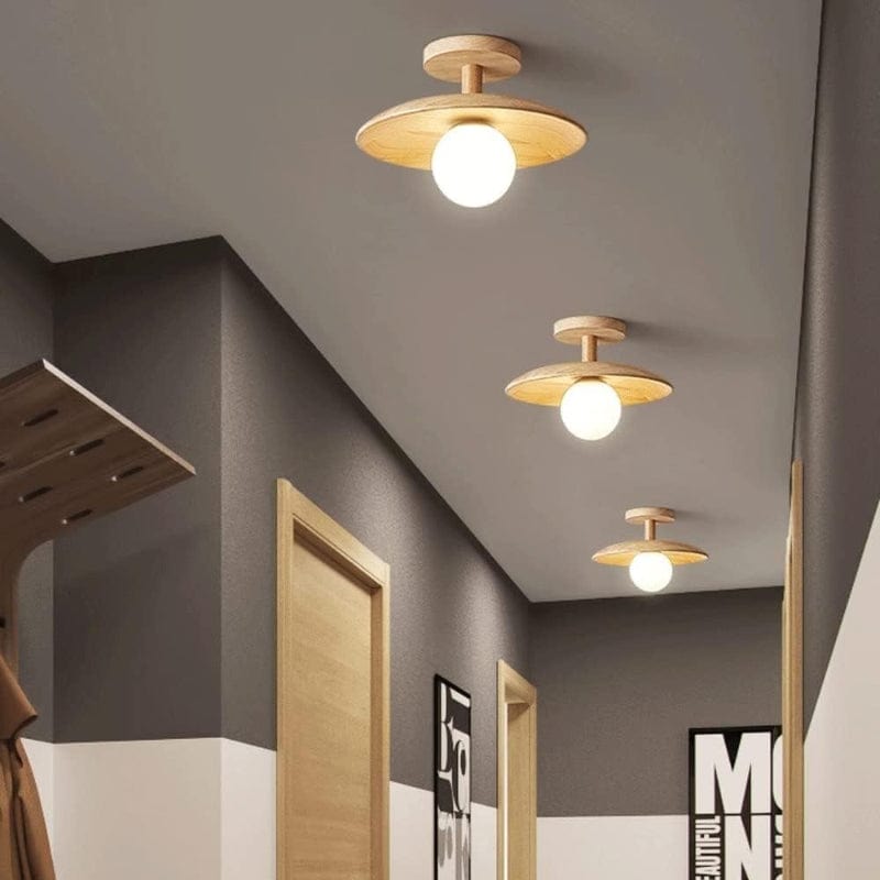 Hvidt Glas Sfære Træ Loftslampe - G9 Pære - Indendørs - Boligindretning Ceiling Light Fixtures Danmarkmode.dk