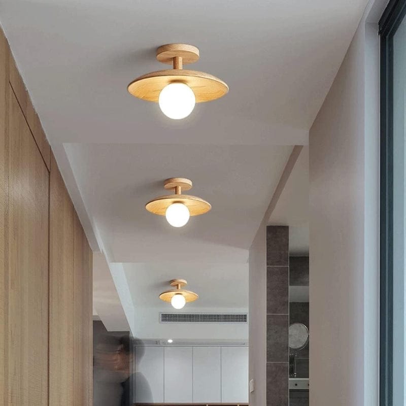 Hvidt Glas Sfære Træ Loftslampe - G9 Pære - Indendørs - Boligindretning Ceiling Light Fixtures Danmarkmode.dk