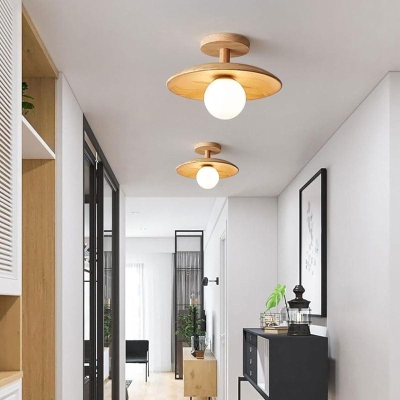 Hvidt Glas Sfære Træ Loftslampe - G9 Pære - Indendørs - Boligindretning Ceiling Light Fixtures Danmarkmode.dk