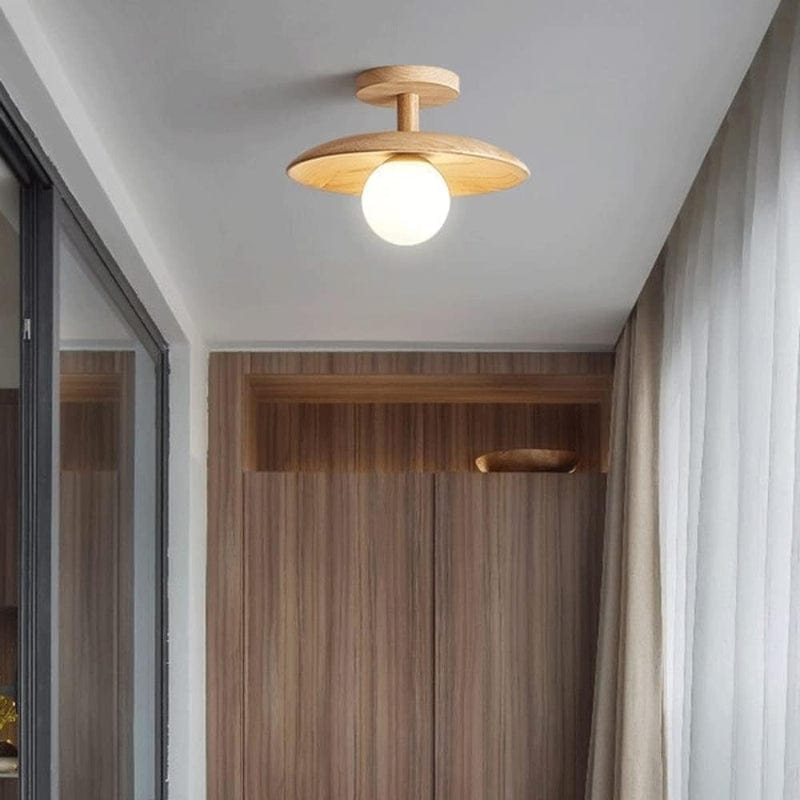 Hvidt Glas Sfære Træ Loftslampe - G9 Pære - Indendørs - Boligindretning Ceiling Light Fixtures Danmarkmode.dk