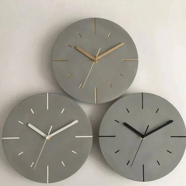 Industriel Cement Vægur - Moderne - Lydløst Vægur - Grå Wall Clock Danmarkmode.dk