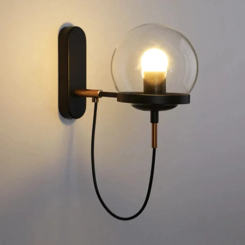 Industriel Moderne Glaskugle Væglampe - Hardwired - Glødepære - Metal Wall Light Fixtures Danmarkmode.dk