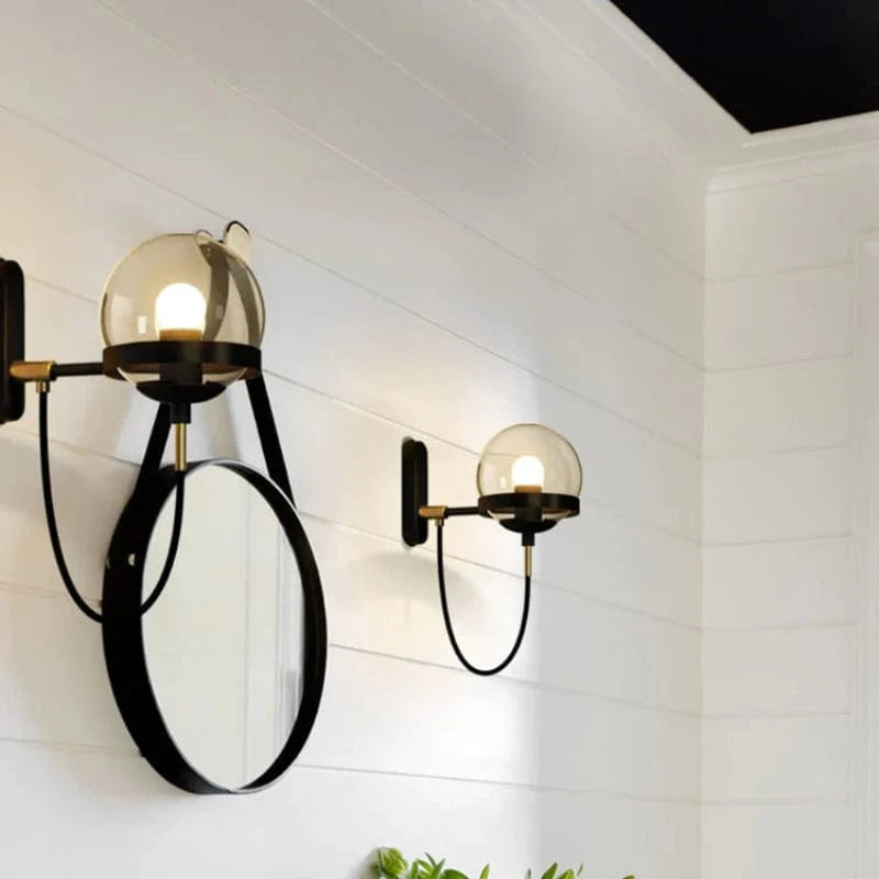 Industriel Moderne Glaskugle Væglampe - Hardwired - Glødepære - Metal Wall Light Fixtures Danmarkmode.dk