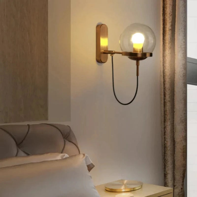 Industriel Moderne Glaskugle Væglampe - Hardwired - Glødepære - Metal Wall Light Fixtures Danmarkmode.dk