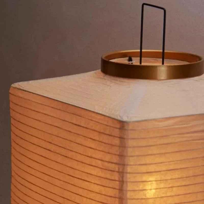 Japandi Papir Trefod Boksformet Gulvlampe - Akari Lampe - Rispapir Floor Lamps Danmarkmode.dk