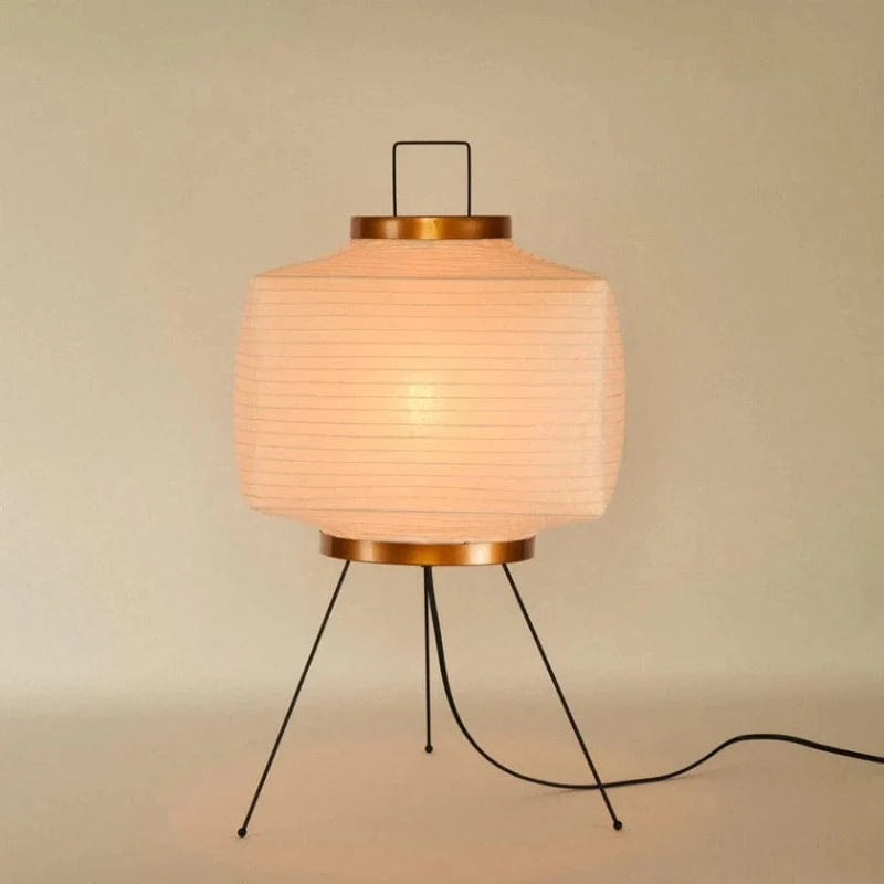 Japandi Papir Trefod Boksformet Gulvlampe - Akari Lampe - Rispapir Floor Lamps Danmarkmode.dk