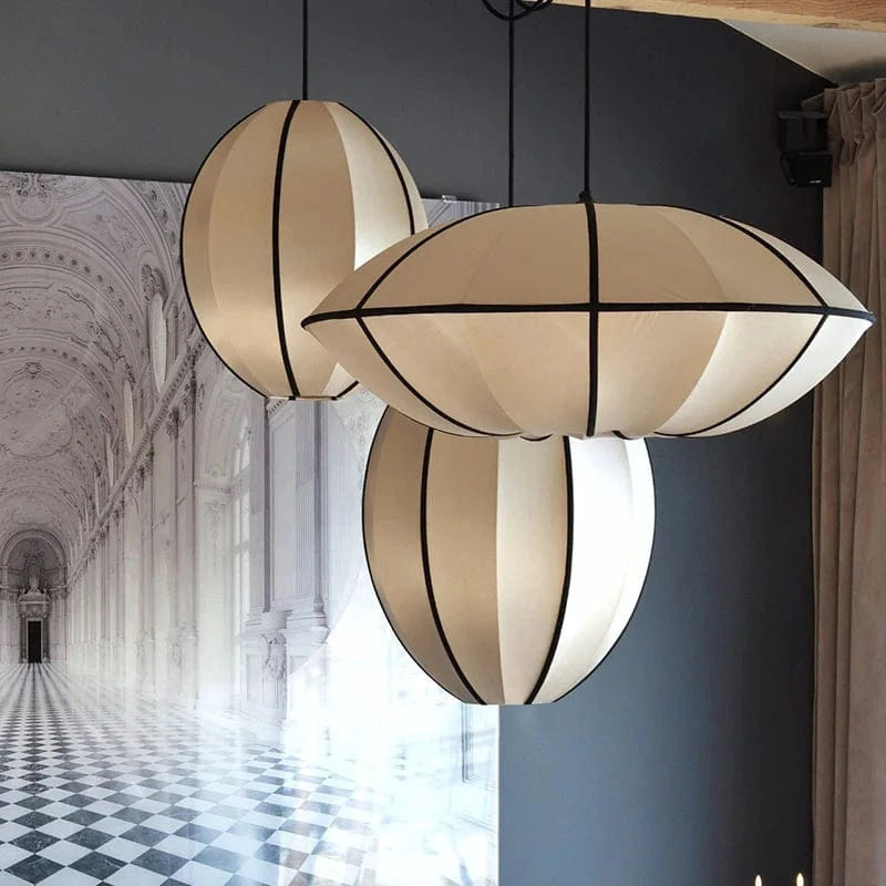 Japandi Stof UFO Pendellampe - Silke - Lanterne - Moderne Ceiling Light Fixtures Danmarkmode.dk