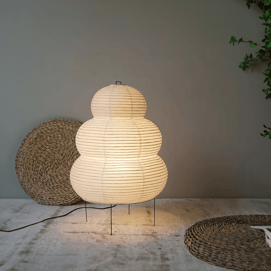 Japansk Gulvlampe Af Rispapir - Wabi Sabi Design - Vintage Lampe Floor Lamp Danmarkmode.dk