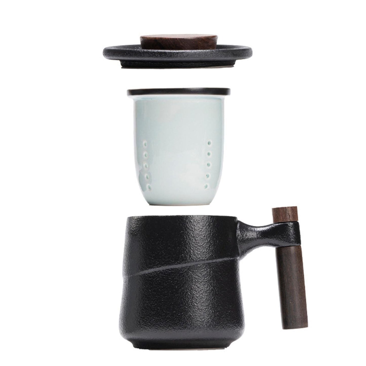 Japansk Keramik Tekop mit Infuser- Træhåndtag - Te Krus - 450ml Tea Cups Danmarkmode.dk