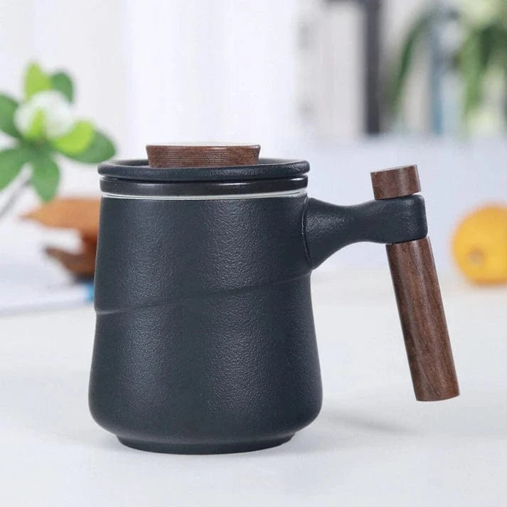 Japansk Keramik Tekop mit Infuser- Træhåndtag - Te Krus - 450ml Tea Cups Danmarkmode.dk