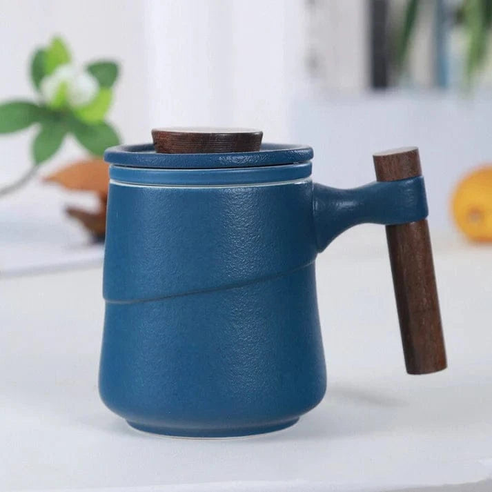 Japansk Keramik Tekop mit Infuser- Træhåndtag - Te Krus - 450ml Tea Cups Danmarkmode.dk
