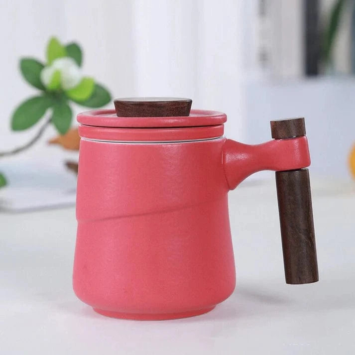 Japansk Keramik Tekop mit Infuser- Træhåndtag - Te Krus - 450ml Tea Cups Danmarkmode.dk