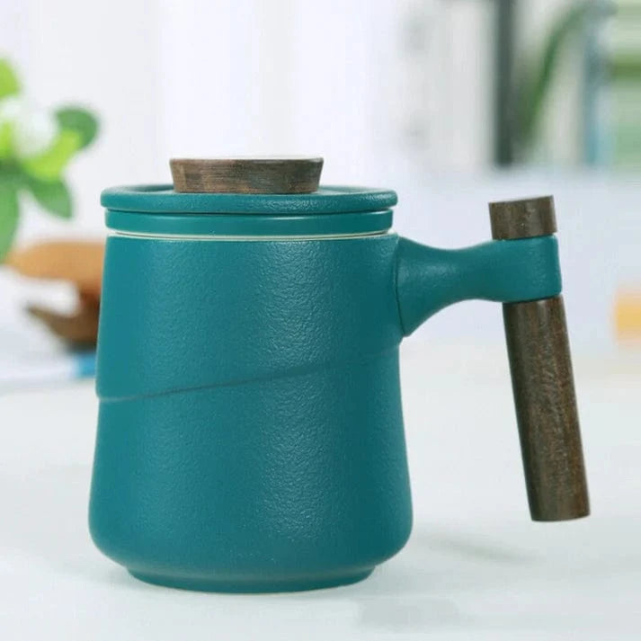 Japansk Keramik Tekop mit Infuser- Træhåndtag - Te Krus - 450ml Tea Cups Danmarkmode.dk
