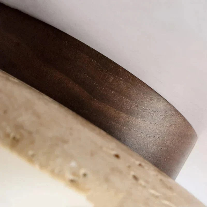 Japansk Rund Travertine Sten Loftslampe - Wabi Sabi - Træ - Lysekrone Ceiling Light Fixtures Danmarkmode.dk
