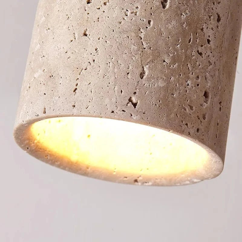 Japansk Rund Travertine Sten Loftslampe - Wabi Sabi - Træ - Lysekrone Ceiling Light Fixtures Danmarkmode.dk
